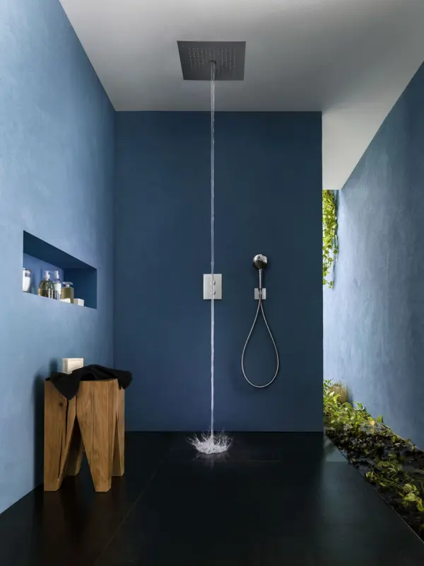 SB built-in ceiling rain shower with icicle street 38x38cm PVD Gun Metal 1208955659