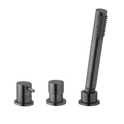 Waterevolution Flow 3-reikäinen kylpyammehana kylpyammeen reunaan asennettavaksi PVD Gun Metal T138SBGME