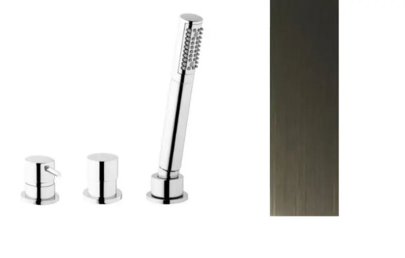 Waterevolution Flow 3-reikäinen kylpyammehana kylpyammeen reunaan asennettavaksi PVD Gun Metal T138SBGME