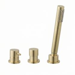 Waterevolution Flow 3-reikäinen Kylpyammeen Sekoitushana Kylpyammeen Reunakiinnitykseen PVD Harjattu Vaalea Kulta T138SBWGE