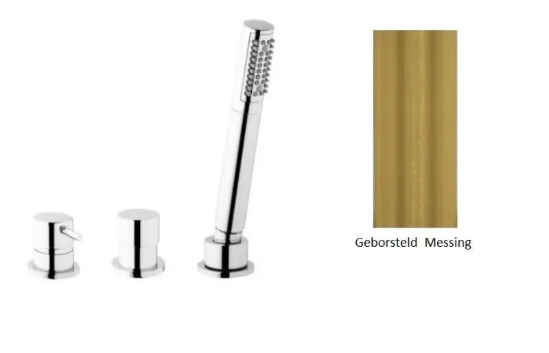 Waterevolution Flow 3-reikäinen kylpyhanasekoitin kylpyammeen reunalle Asennettava Harjattu Messinki Luonnollinen T138SBLE