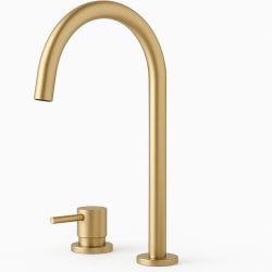 Waterevolution Flow 2-reikäinen pesuallashana, korkea U 200 mm ulostulo, vaaleankultainen T1122UWGE