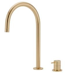 Waterevolution Flow 2-hole basin mixer with high U 200mm spout Light Gold T1122UWGE