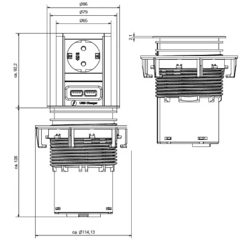 Lift socket / USB retractable socket