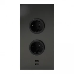 Indux Energiapylväs 2ST22, jossa on 2 pistorasiaa ja 2 USB-liitäntää, Gun Metal