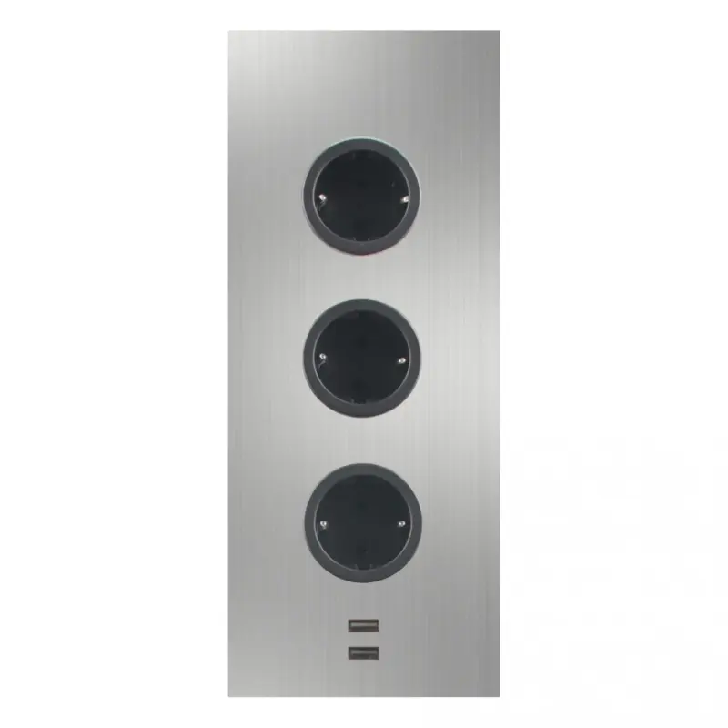 Indux Power socket 3ST29 with 3 outlets and 2 USB sockets stainless steel