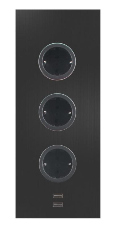 Indux Corner Energia-pylväs, jossa on 3 pistorasiaa, maadoitus ja kaksois-USB-A&amp;C-laturi, musta 1208955899