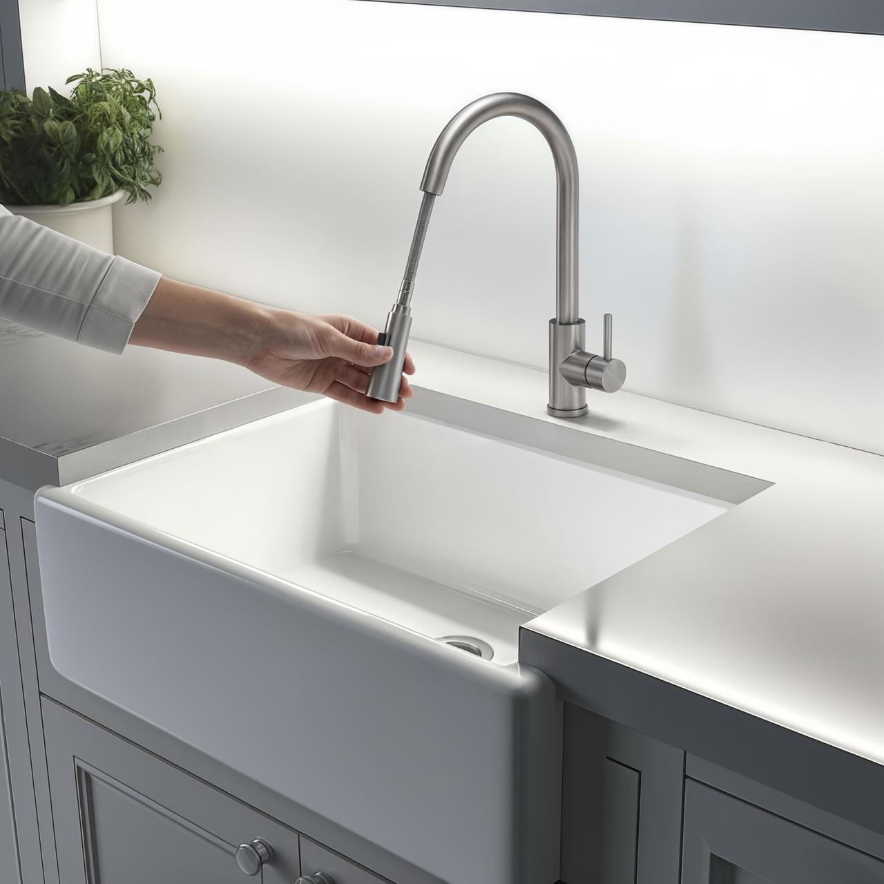 Quadri Leeds kitchen mixer tap with pull-out shower with 2 settings brushed steel 1208955909 - Productafbeelding 2