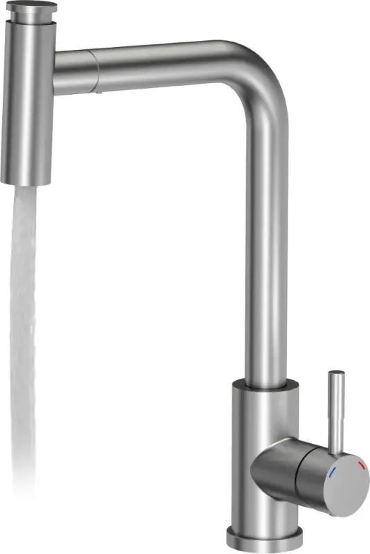 Quadri Cardiff kitchen mixer with pull-out shower with 2 spray types stainless steel 1208955914