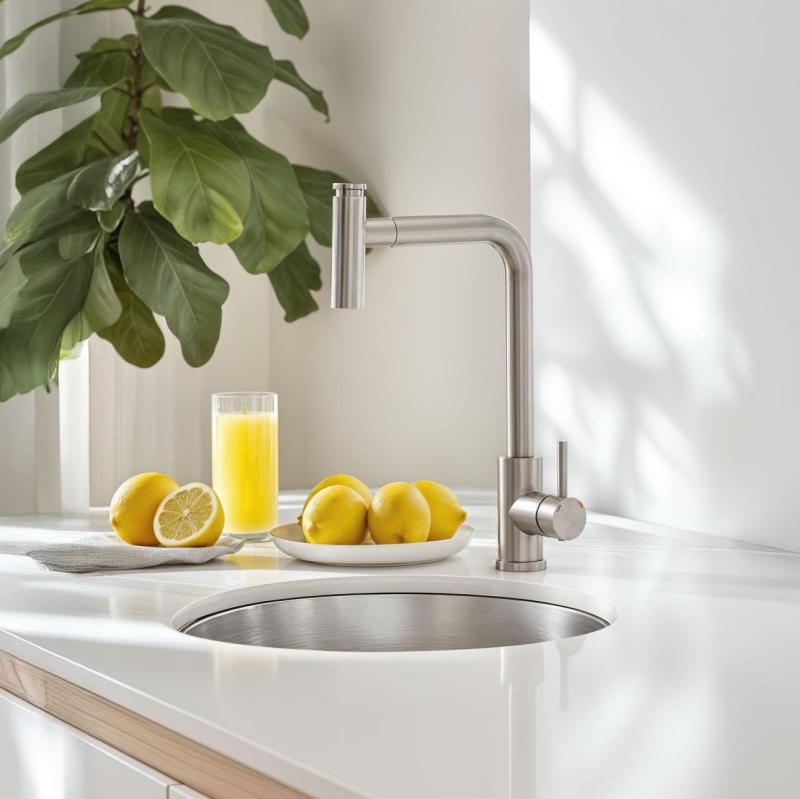 Quadri Cardiff kitchen mixer with pull-out shower with 2 spray types stainless steel 1208955914