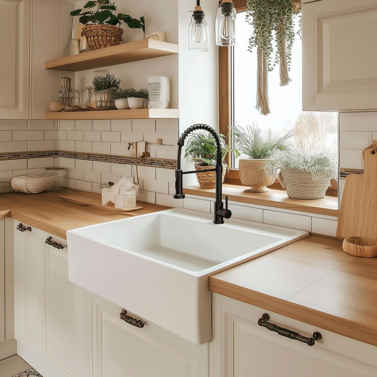 Quadri Derby kitchen mixer tap with flexible spout and dual-spray shower in matte black 1208955917 - Productafbeelding 2