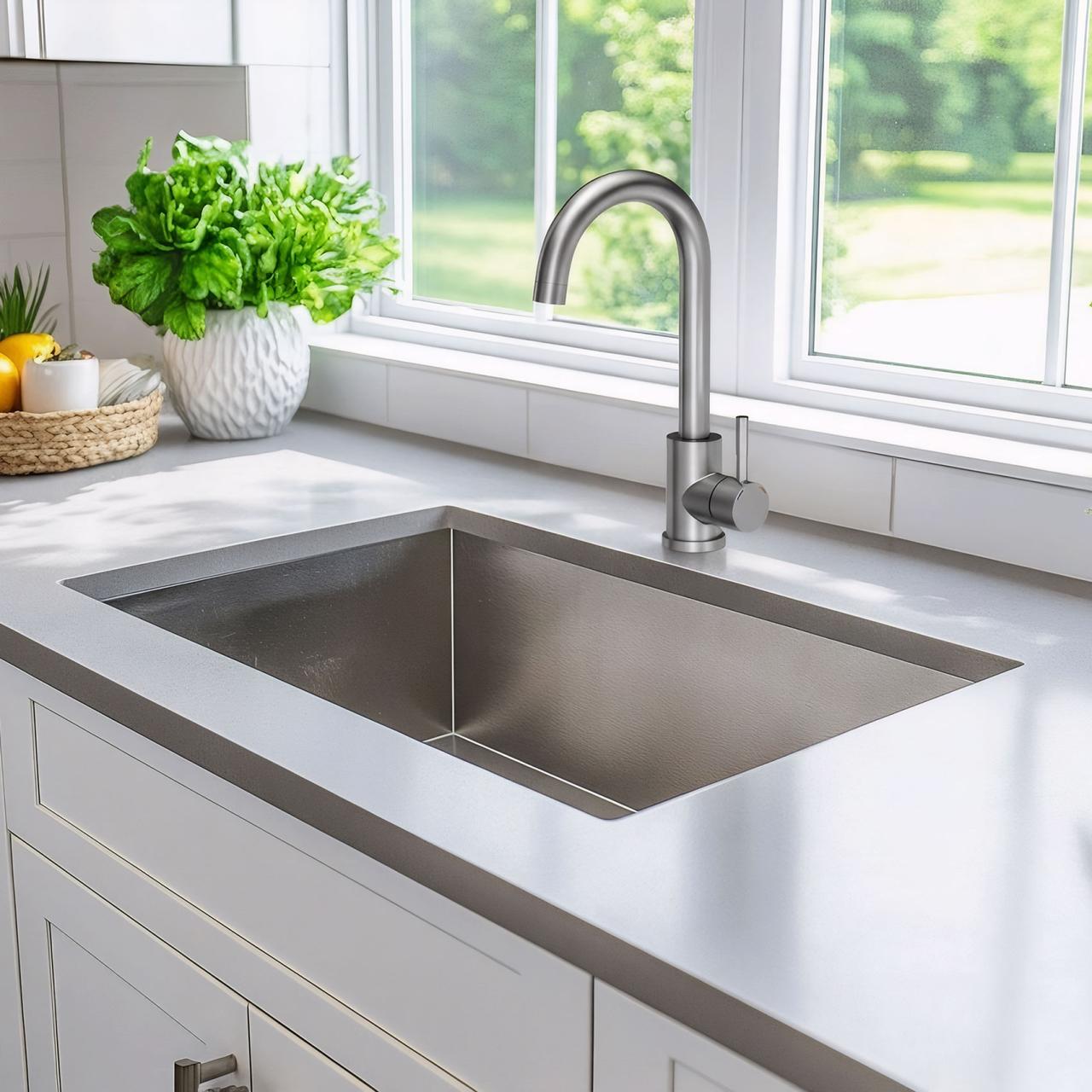Quadri Coventry kitchen mixer tap matt chrome with swivel spout 1208956032 - Productafbeelding 3