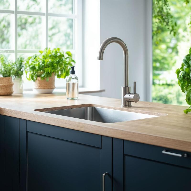 Quadri Coventry kitchen mixer tap matt chrome with swivel spout 1208956032