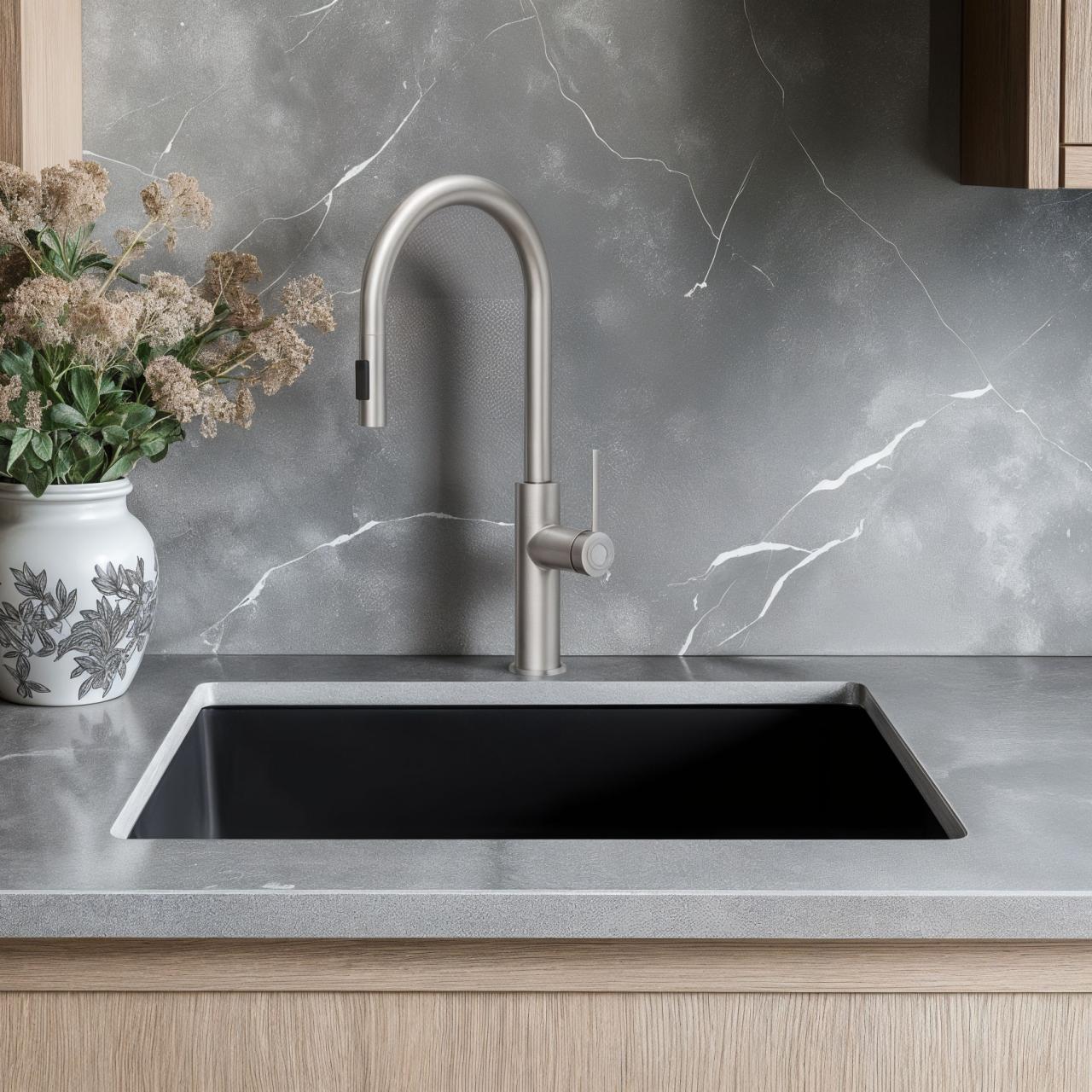 Quadri Retford kitchen mixer stainless steel with removable spout and spray setting 1208956088 - Productafbeelding 2
