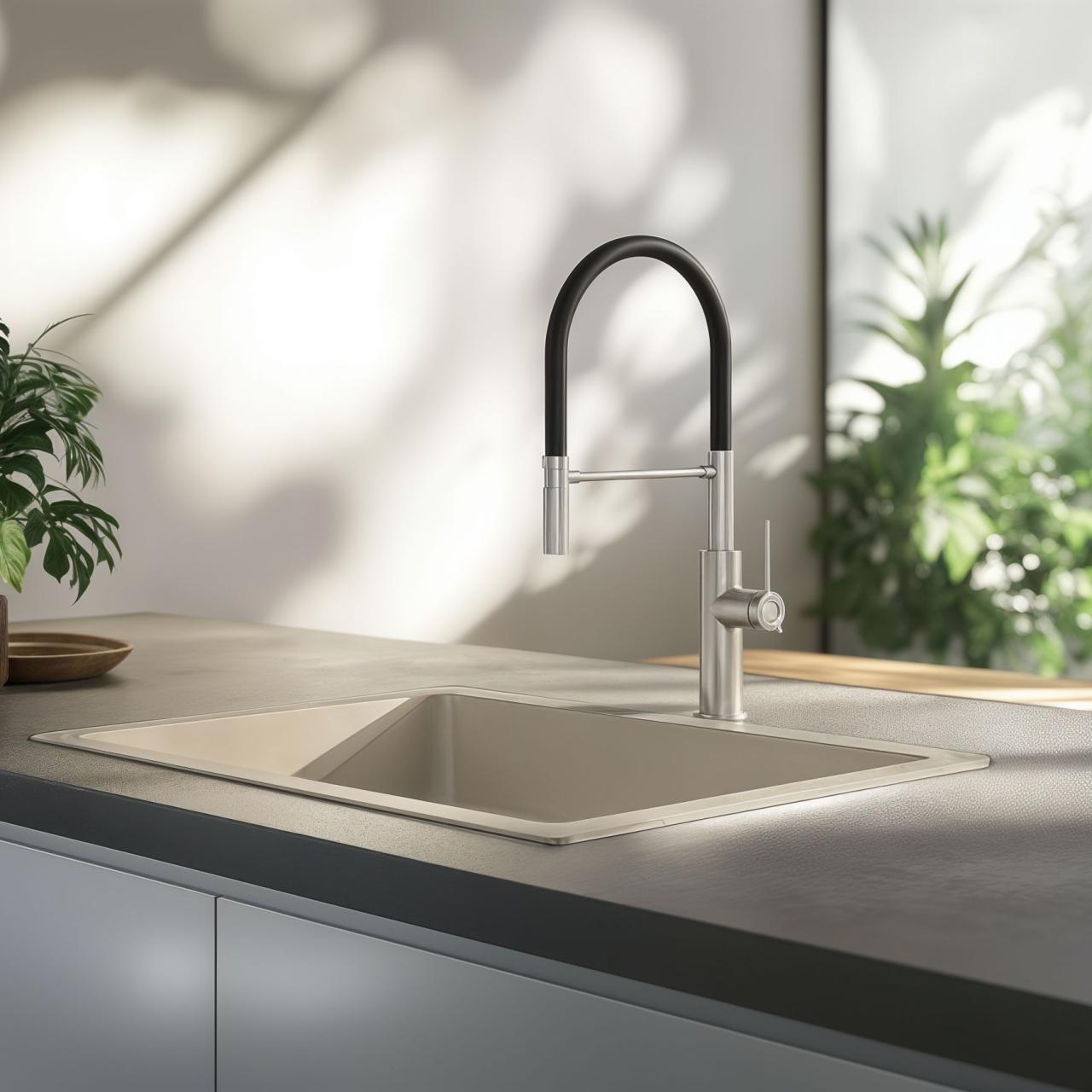 Quadri Retford kitchen mixer stainless steel with flexible spout black 1208956089 - Productafbeelding 2