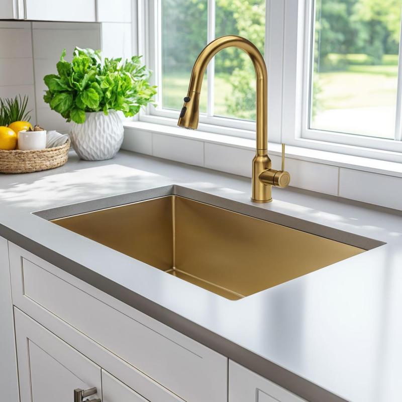 Quadri Stamford keittiöhana kulta irrotettavalla suuttimella ja suihkutoiminnolla 1208956093