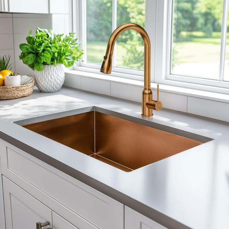 Quadri Stamford keittiöhana kupari, irrotettava juoksuputki ja suihkutila 1208956094