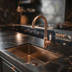 Quadri Worksop klassinen nostalginen messinkinen PVD-keittiöhana, jossa keraaminen kahva 1208956101