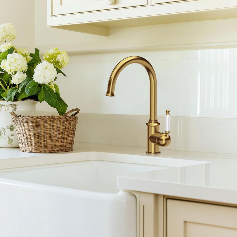 Quadri Workshop Klassinen Nostalginen Kultainen PVD Keittiöhana Keraamisella Kahvalla 1208956102