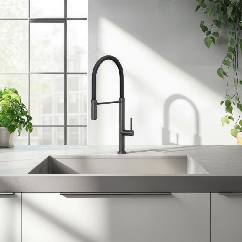 Quadri Brighton kitchen mixer gun metal with flexible spout black 1208956104