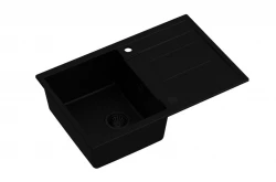 Quadri Sheffield musta graniitti upotettava pesuallas valutusalueella 78x50 cm ja musta tulppa