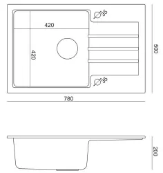 Quadri Cardigan valkoinen graniittinen upotettava pesuallas tippuvat tasolla käännettävä 78x50cm 1208956310