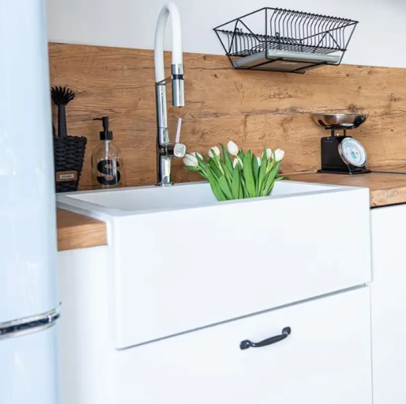 Aquadesign Farmhouse sisään- tai päälleasennettava graniittinen pesuallas valkoinen 58x49cm 1208956331