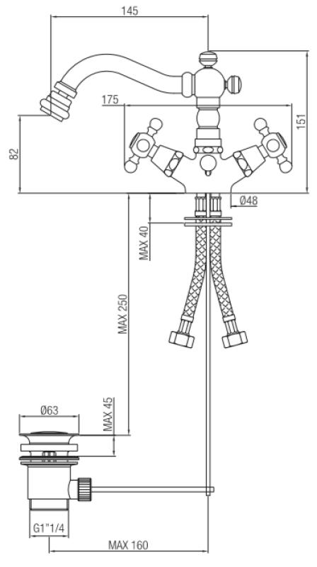 PB klassinen bidee-hana 145 mm nokka Pronssi