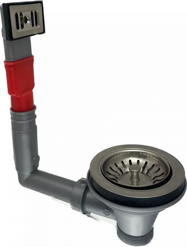 PB classic stainless steel drain set with overflow for a kitchen sink and basket strainer lockable 1208956477