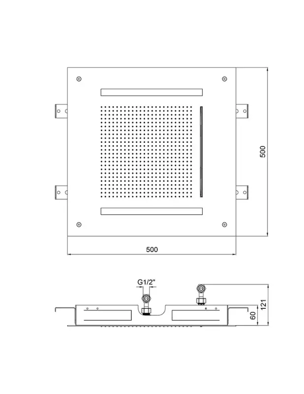 SB Square 316 Sisäänrakennettu Sadesuihku Velvet Temptation LED-väriterapialla ja vesiputouksella harjattu PVD gun metal 1208956746