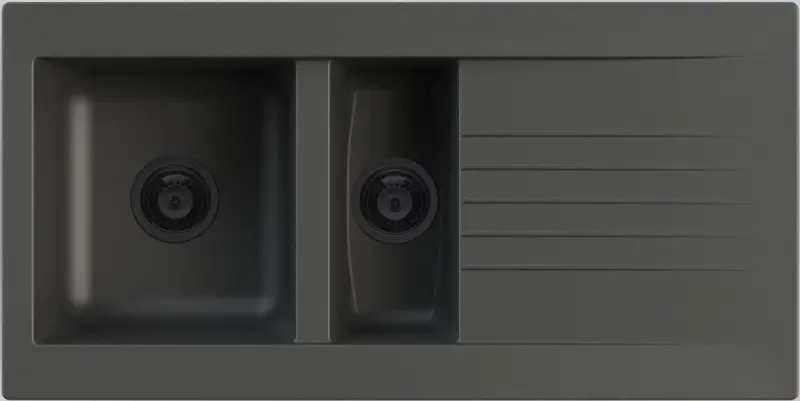 Ausmann Fibre 1,5 musta muovinen pesuallas, käännettävä, tippakourulla, 100x50 cm, mustalla tulpalla 1208956784