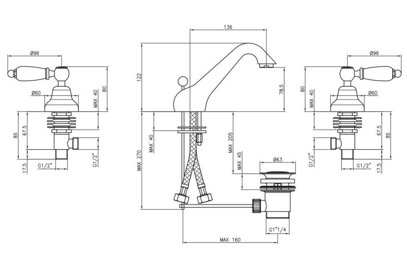 PB klassieke kraan 3 gats lage wastafelkraan Witte hendels Brons 1208956907

PB klassinen hana, 3-reikäinen matala pesuallashana, Valkoiset kahvat, Pronssi 1208956907
