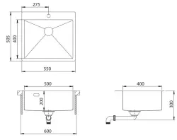 Ausmann Turt kupariallas PVD Kupari 550x505 mm hanareiällä, alta-asennus, tasoasennus ja päällasasennus 1208956939
