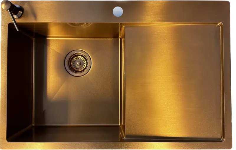 Ausmann Turt kuparinen pesuallas, jossa on oikealla oleva kuivausalue, 780x500mm päällirakenne ja tasoasu 1208956943