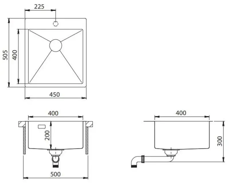 Ausmann Turt kuparinen pesuallas 450x505mm hanareiällä, alapuolinen, tasoon asennettava ja päällirakenteinen 1208956959