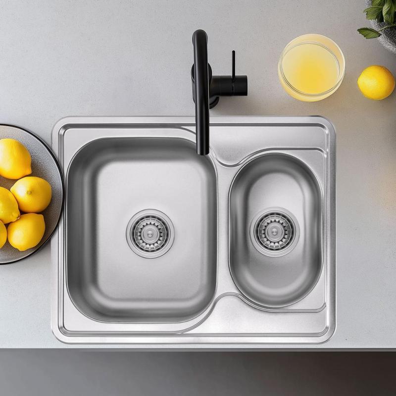 Ausmann Basic ruostumatonta terästä 1,5 päälleasennettava allas käännettävä 63x50 cm sisältäen sifonin 1208956969