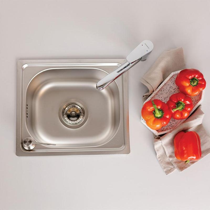 Ausmann Basic kleine roestvrijstalen opbouw spoelbak 33x38 cm inclusief sifon 1208956972