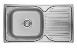 Ausmann Basic roestvrijstalen (rvs) opbouw spoelbak met afdruip, omkeerbaar, 76x42 cm, inclusief sifon 1208956978