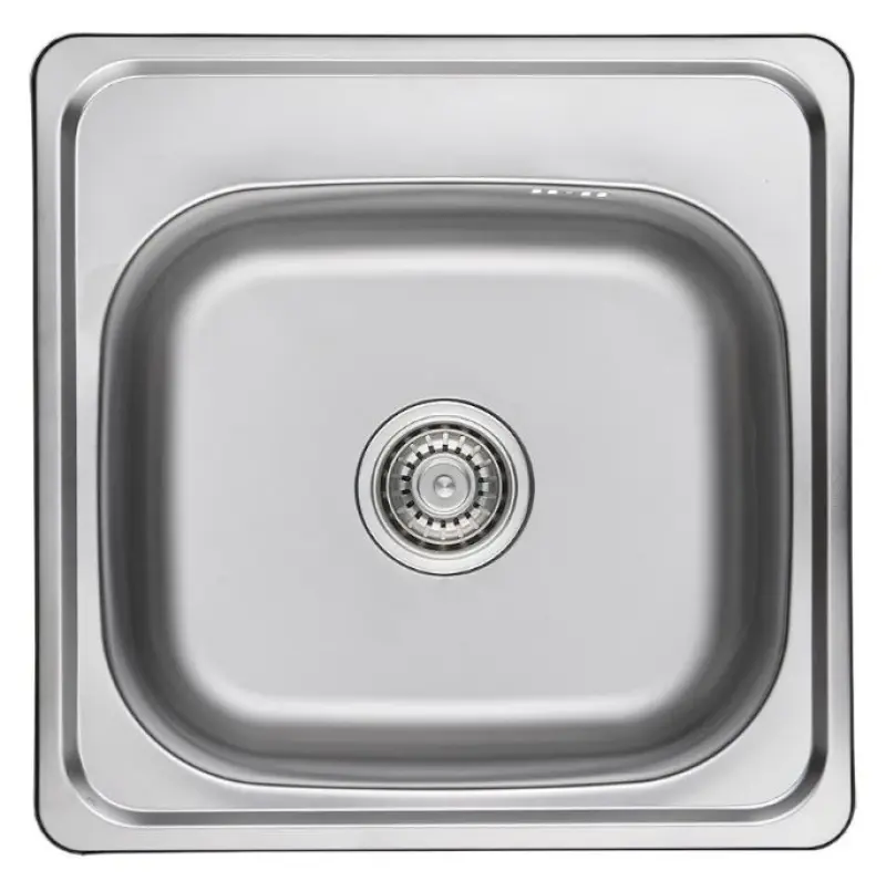 Ausmann Basic ruostumattomasta teräksestä valmistettu pinta-asennettava pesuallas 48x48 cm hanatasolla, sisältää vesilukon 1208957000