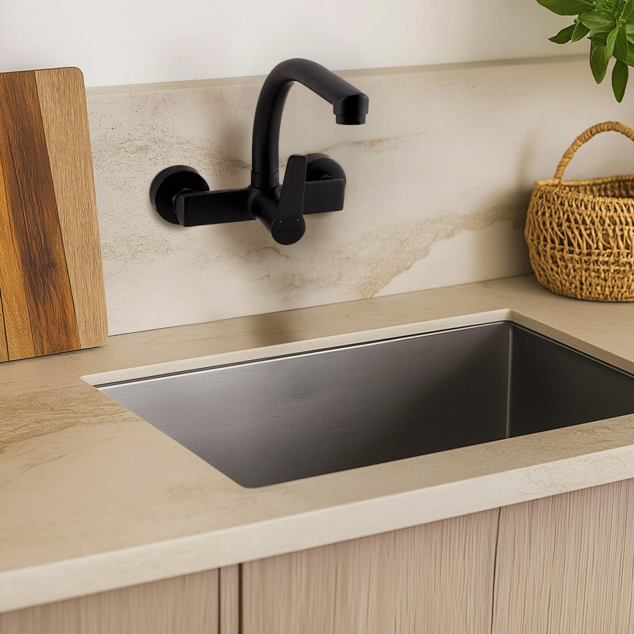 AquaTrimo Chopin kitchen wall tap with top outlet matt black 21CP7073SW - Productafbeelding 2