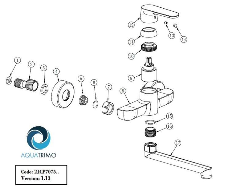 AquaTrimo Chopin musta seinähana alavirtauksella 235mm 21CP7075SW