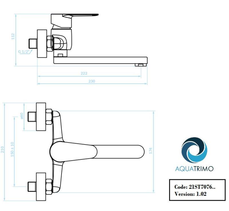AquaTrimo Schubert yksikahvainen keittiön seinähana kromi 21ST7076CM