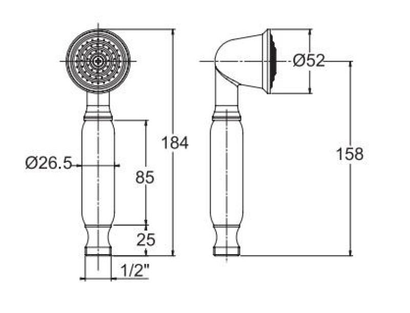 PB klassinen pronssinen käsisuihku valkoisella kahvalla 1208957104