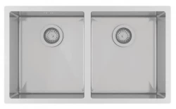 Ausmann Oder kaksinkertainen ruostumaton teräsallas 76x45cm, 2 altaalla 34x40 tasotason, alapuolisen ja päälle asennetun, erittäin syvä 22cm 1208957116