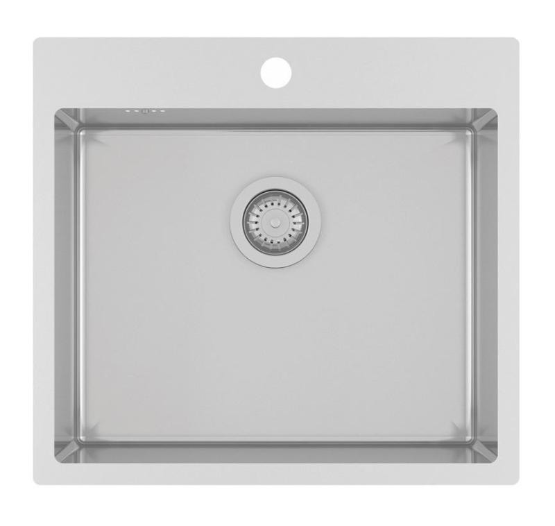 Ausmann Oder Blue roestvrijstalen gootsteen 55x50cm vlakbouw en opbouw met kraangatbank 1208957118