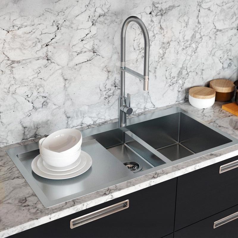 Ausmann Oder Blue 1,5 ruostumattomasta teräksestä pesuallas 78x50 cm taso- ja päällirakenteinen työtasolla 1208957125