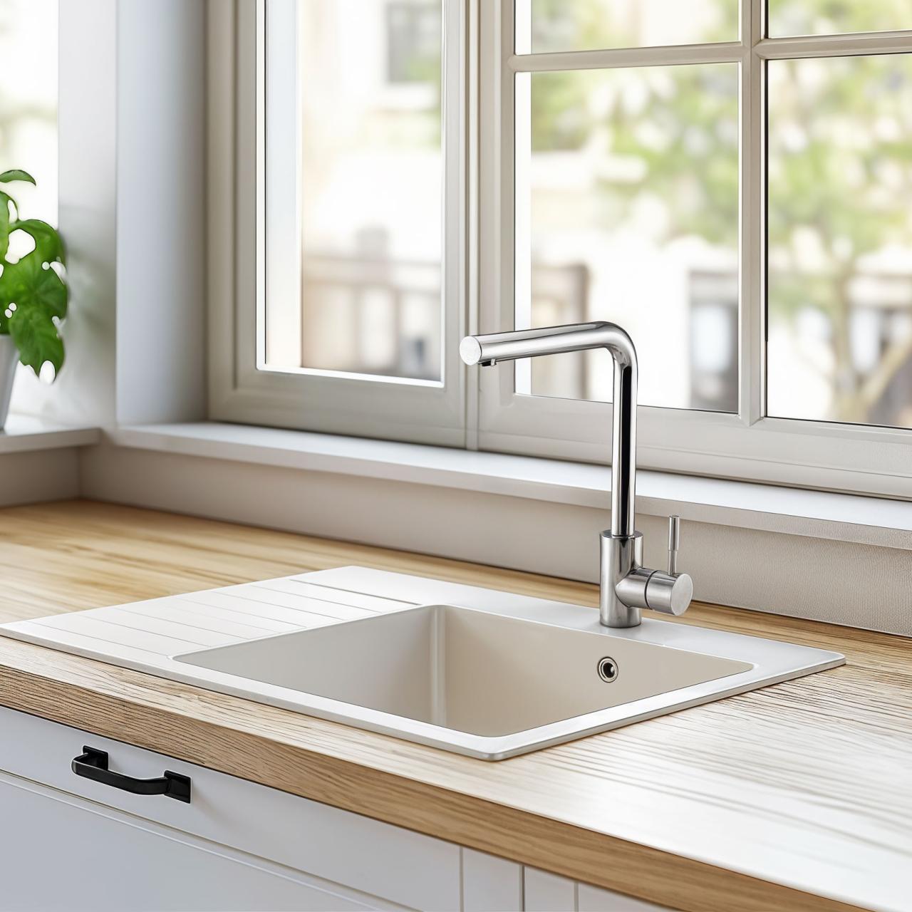 Ausmann Lavea kitchen tap with swivel spout and swivel aerator fully polished stainless steel (shiny) 1208957161 - Productafbeelding 2
