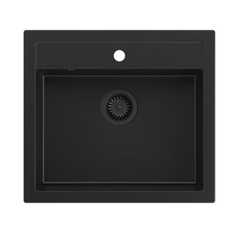 Quadri Farmhouse maalaistyylinen upotettava tai päälle asennettava graniittiallas mattamusta 595x540mm 1208957208