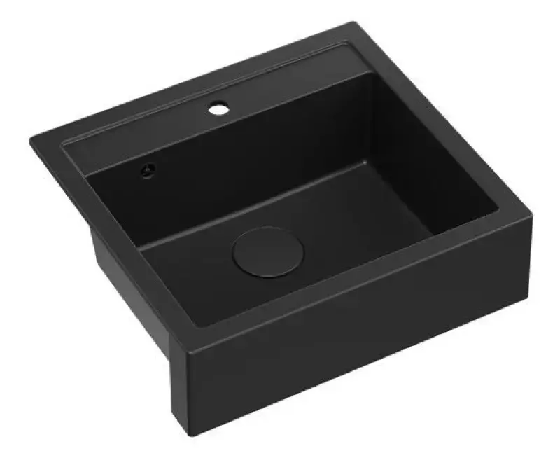 Quadri Farmhouse maalaistyylinen upotettava tai päälle asennettava graniittiallas mattamusta 595x540mm 1208957208