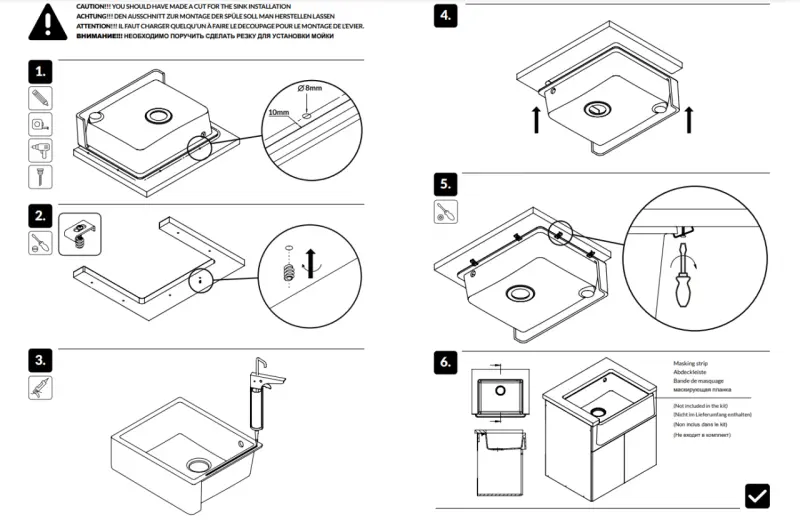 GraniteMy Tradition maalaistyylinen väliupotettava pesuallas, graniittinen tiskiallas 60x48 cm valkoinen farmhouse-altaaksi ja tasoaltaaksi 1208957289